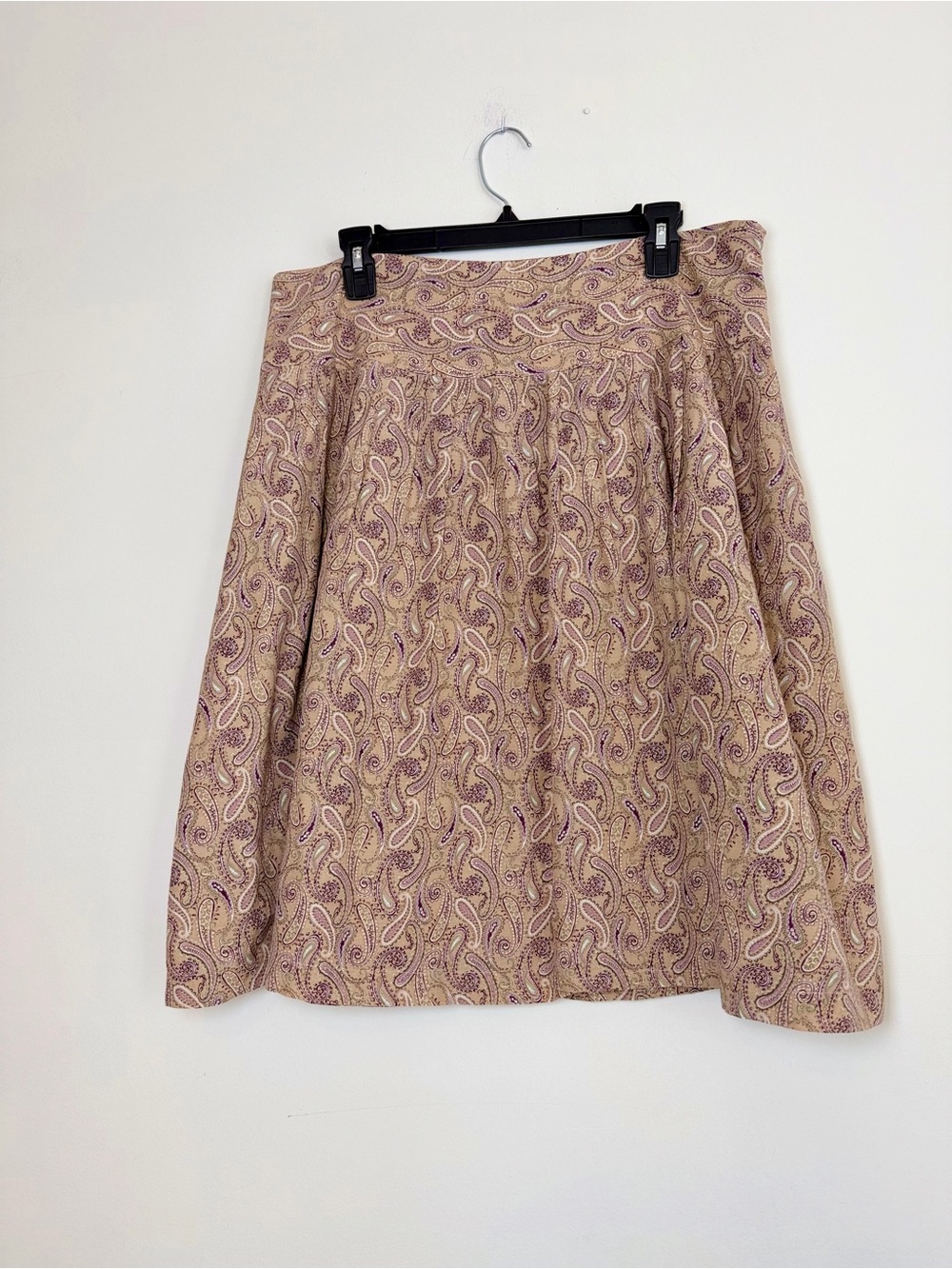 Talbots Paisley A-Line Skirt Beige Purple Floral Midi Skirt Large